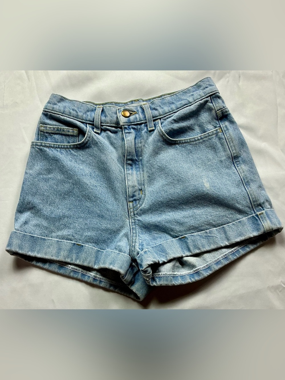 American Apparel Light Wash High-Rise Denim Shorts